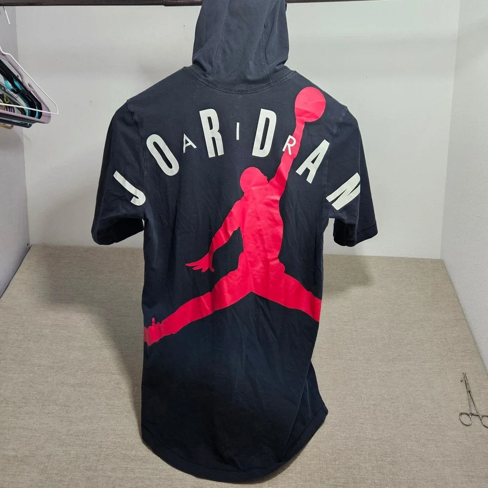 Jordan Hooded T-Shirt Mens Small Black Short Sleeve Jumpman AT4859-010